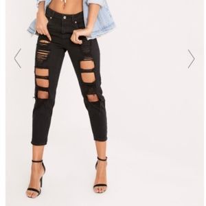 NWT Pretty Little Thing Extreme Rip Mom Jean